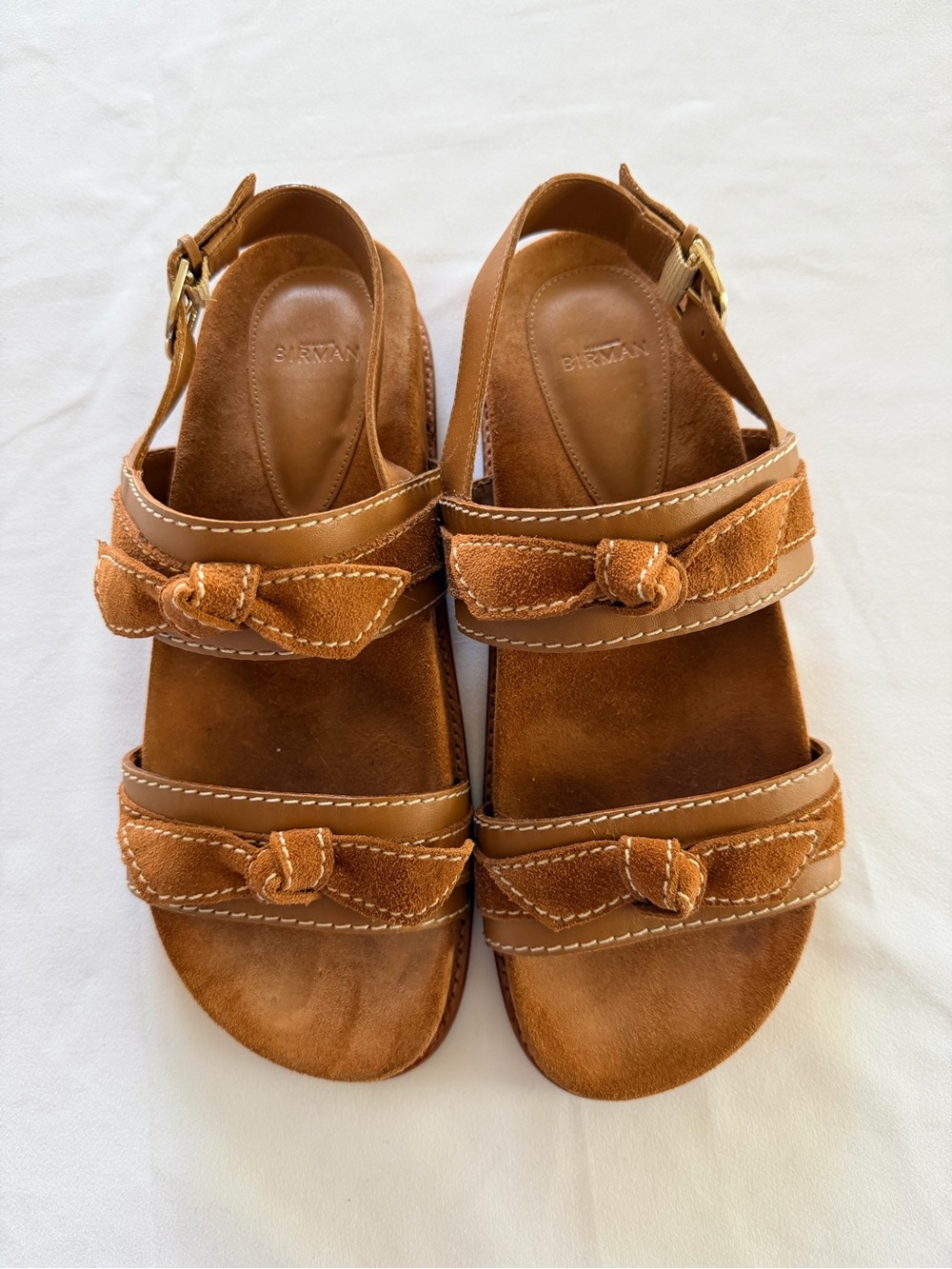 Authentic Alexandre Birman Clarita Sport Suede Sandal-Cuoio Brown, Size 39.5(EU)